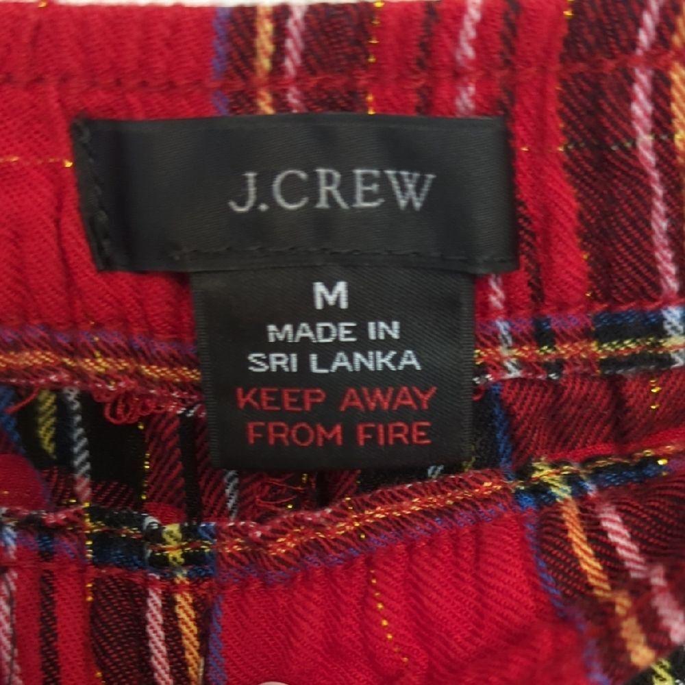 J. Crew Women's Red Plaid Pajama Jogger Pants - Picture 2 of 6